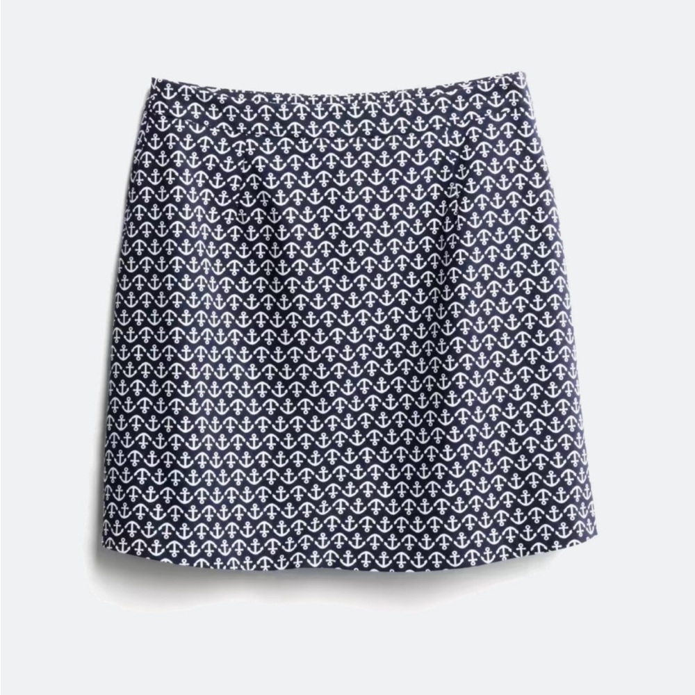 Margaret M Anchor Print Skirt in Navy Blue & White